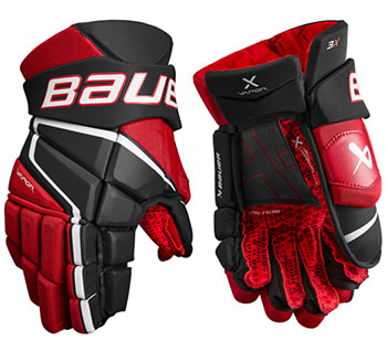 Bauer 3X guantes intermedio negro-rojo