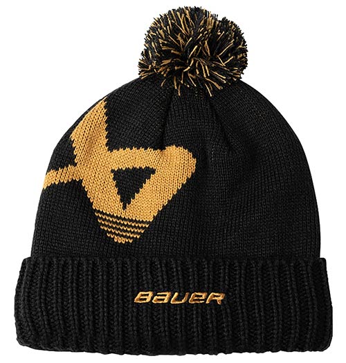 Bauer bøllehat Intarsia Sort - Gul Junior