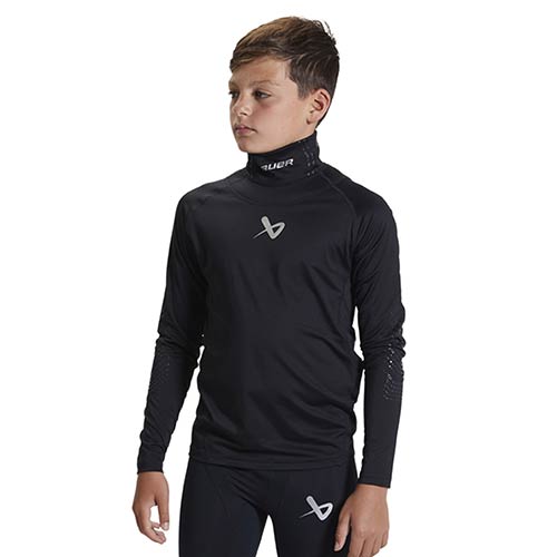 Bauer Baselayer Top con giocatore integrata bambino nero