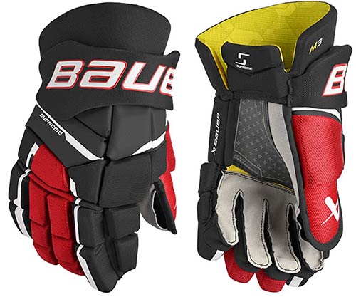 Bauer M3 Supreme gant Senior noir-rouge
