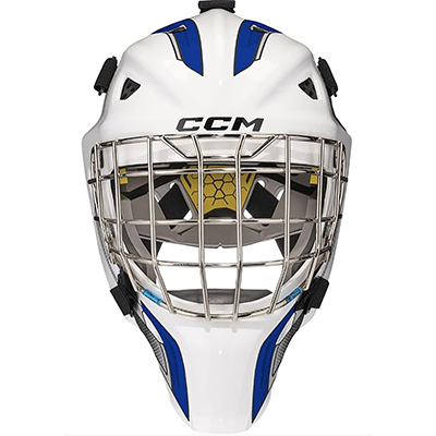 CCM Axis F5 Eishockey Torwartmaske Senior Weiss-Royal