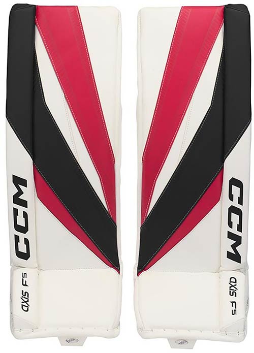 CCM AXIS F5 Målmand Benskinner Junior Chicago hvid-rød-sor