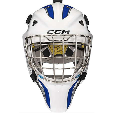 CCM Axis F5 Naamio Youth (Lasten) valkoinen-kuninkaansinine