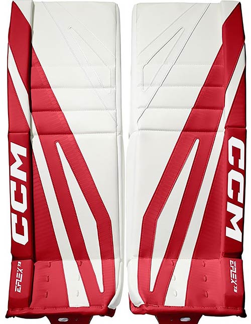 CCM EFLEX 7.9 Målmand Benskinner Senior Detroit hvid-rød