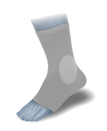 Ortema X-Foot pehmustetut sukat sis- ja ulkopuolella yhden